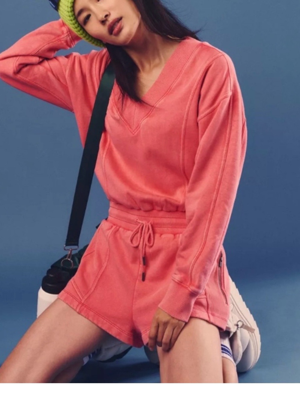 FP Movement by Free People Intercept Coral Pink Drawstring Romper